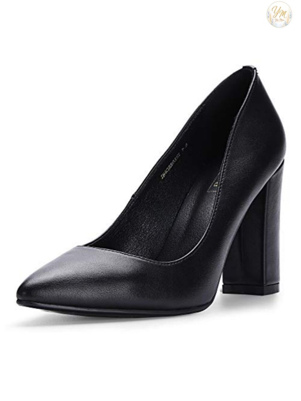 Chunky High Heel Pumps Pointed Toe Slip On Work Shoes